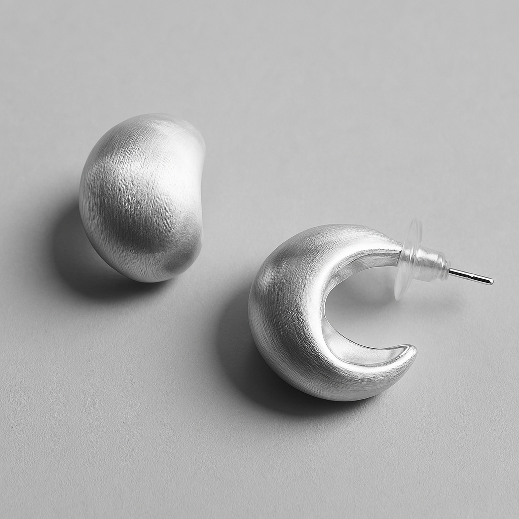 Silver Crescent Earrings