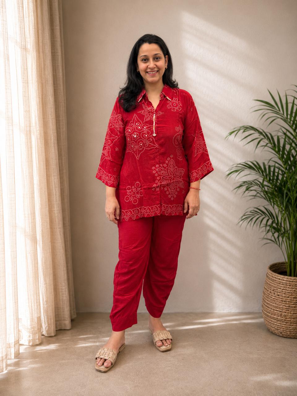 Ruby Bandhani Co-ord
