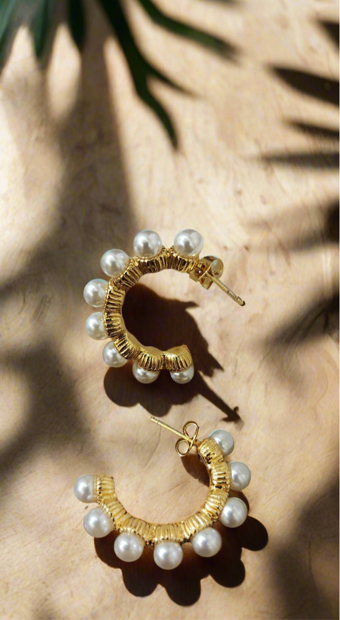 Long Loop Pearl Earrings