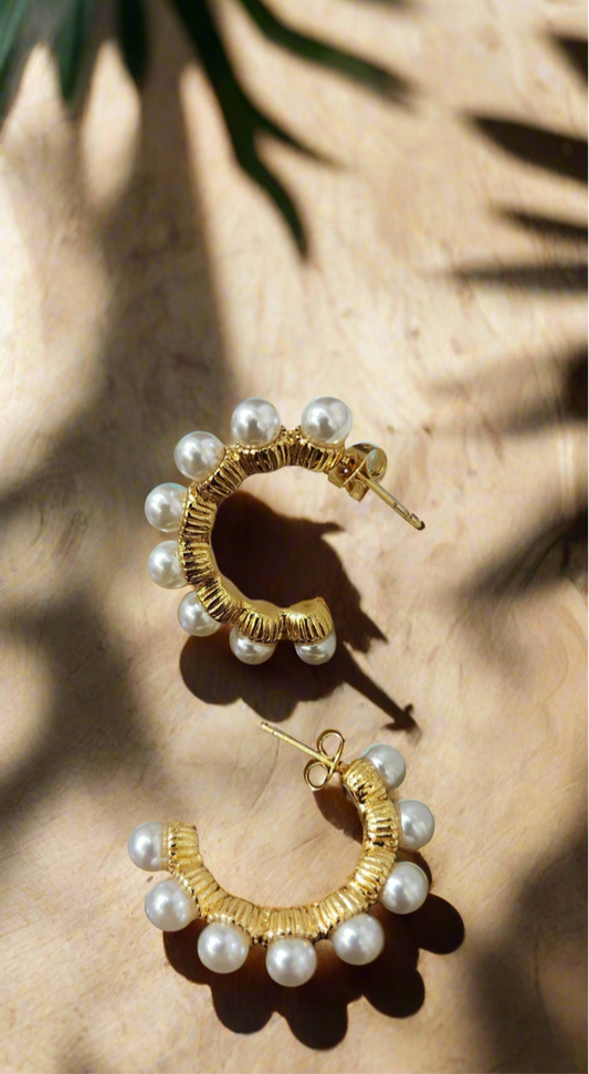 Long Loop Pearl Earrings