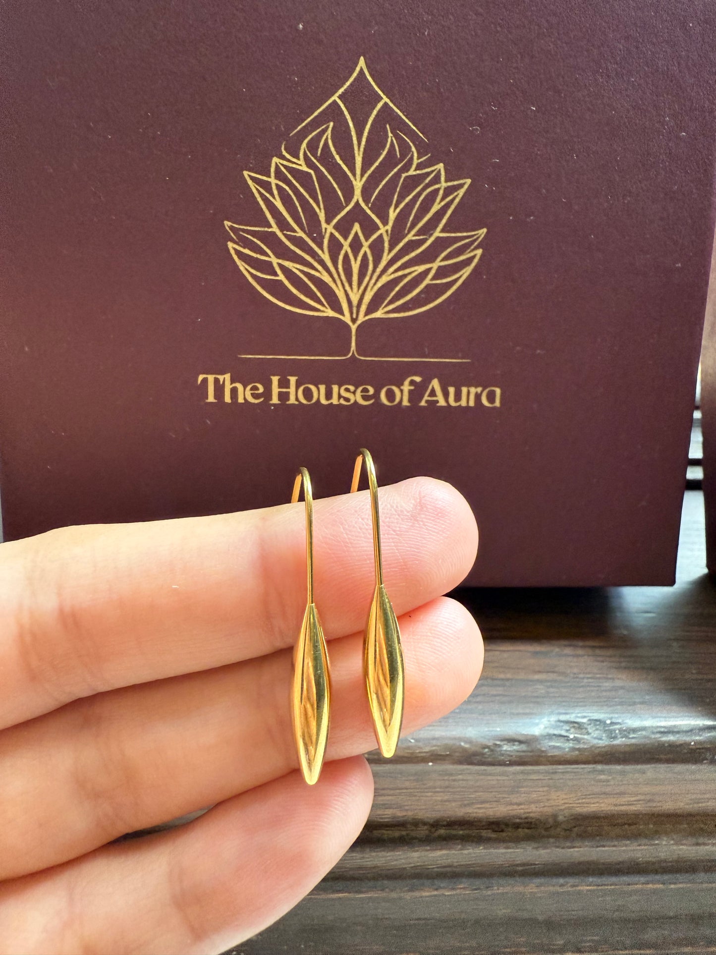 Golden Leaf Drop Earrings