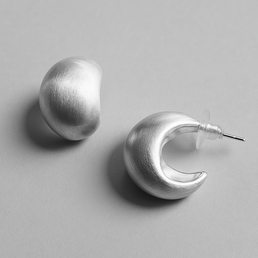 Silver Crescent Earrings
