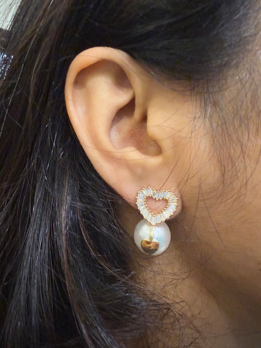 Pearl Heart Dangle Earrings
