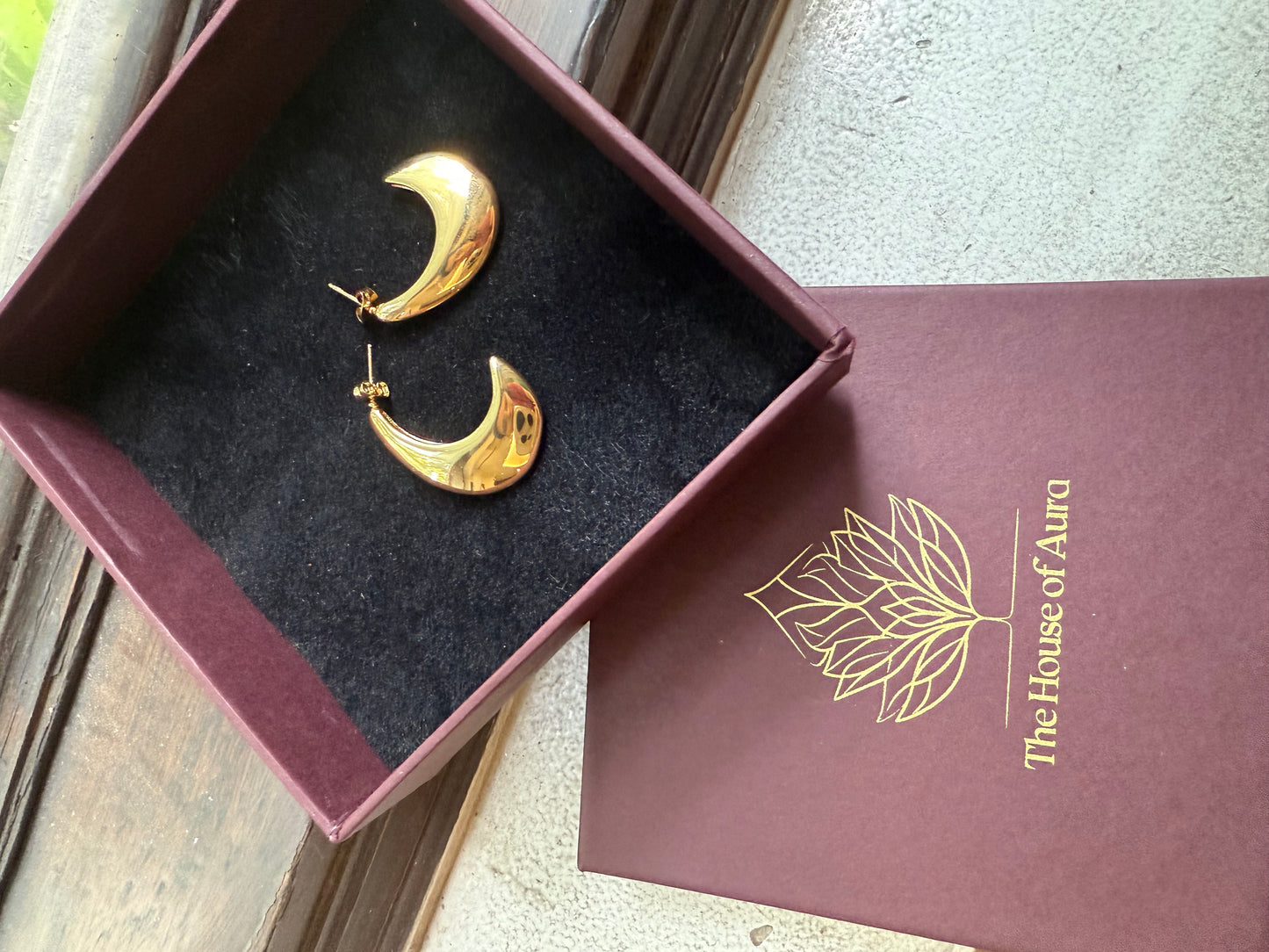 Golden Crescent Hoop Earrings