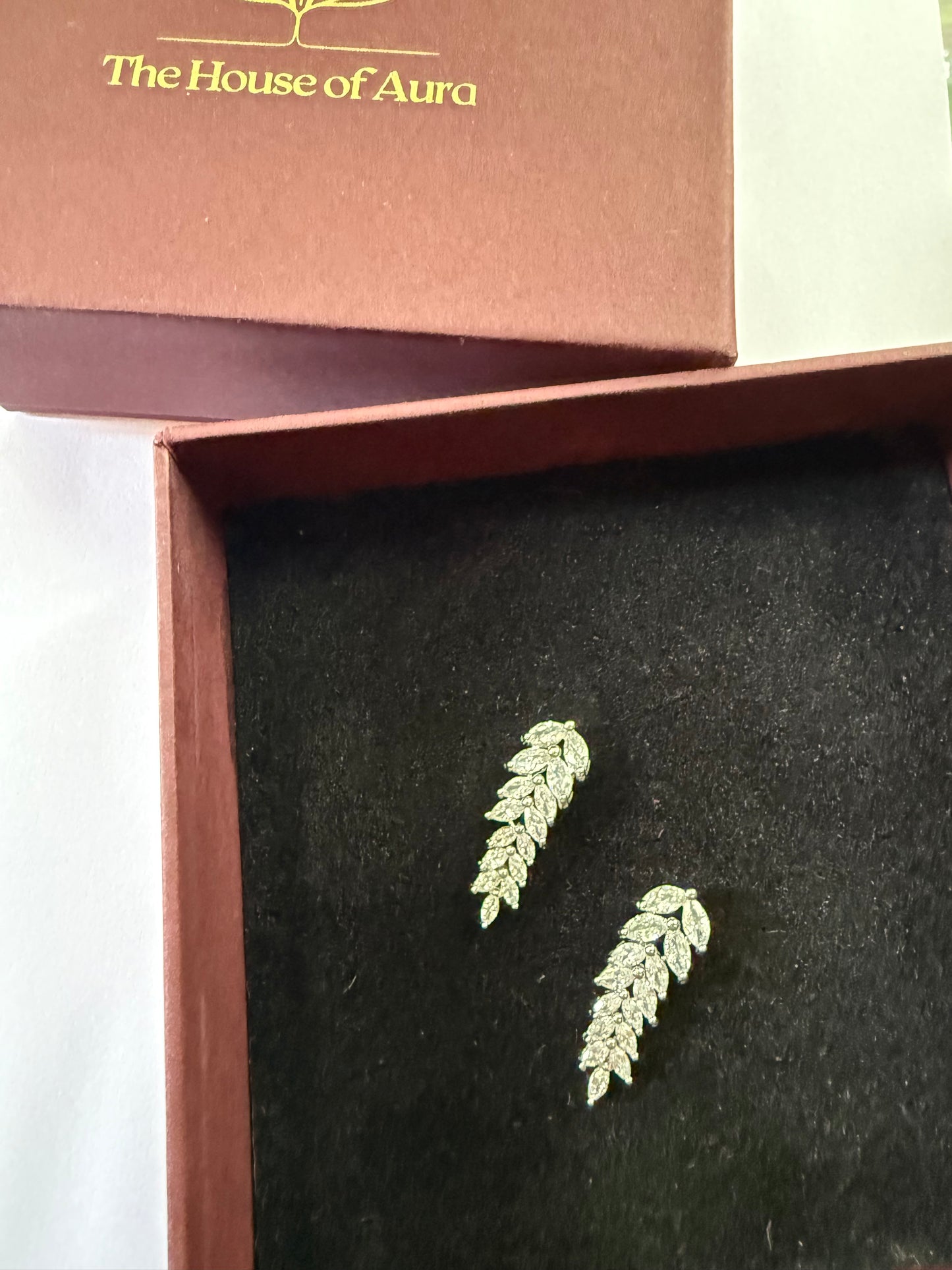 Crystal Fern Drop Earrings