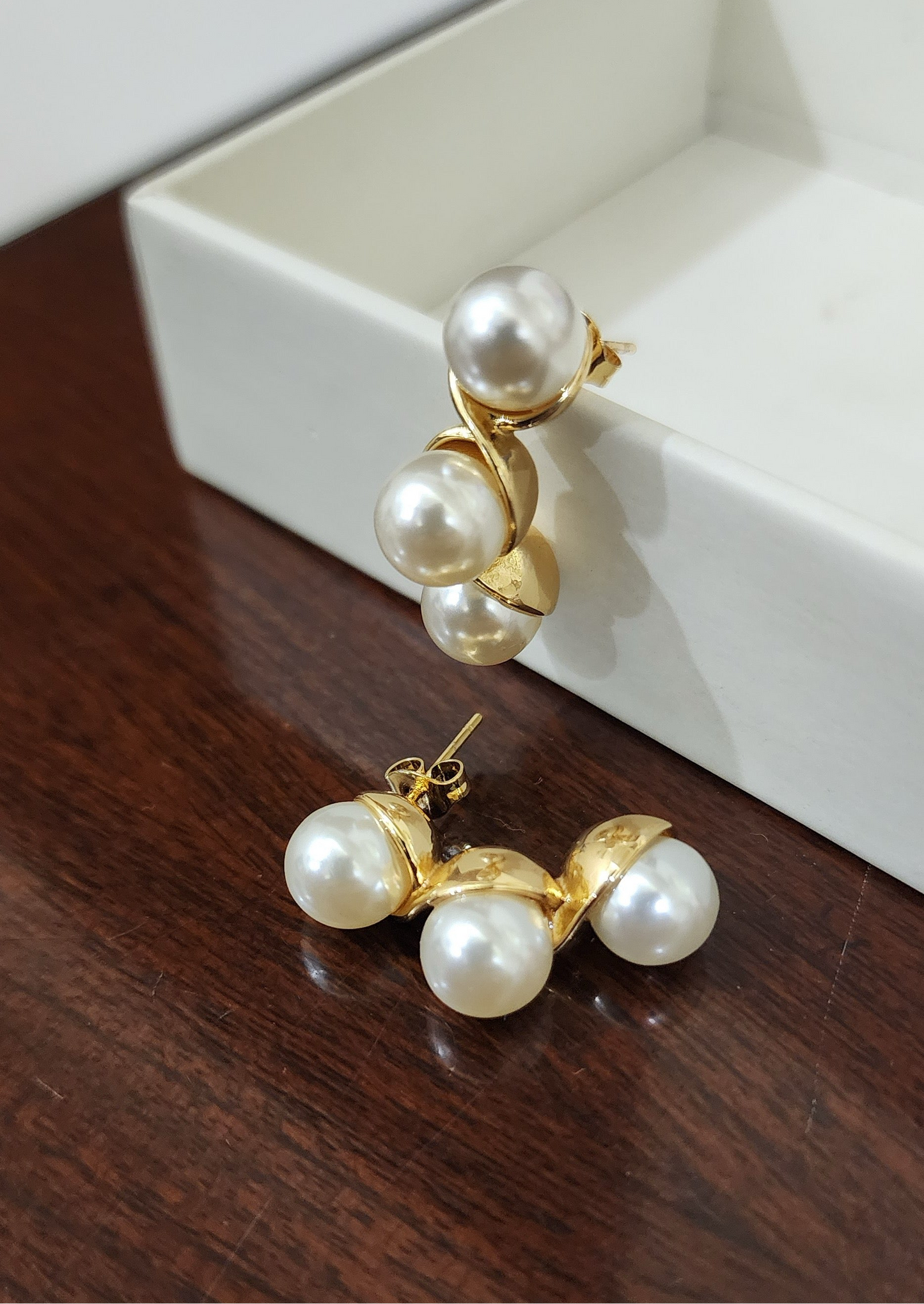 3 Drop Pearl Earrings