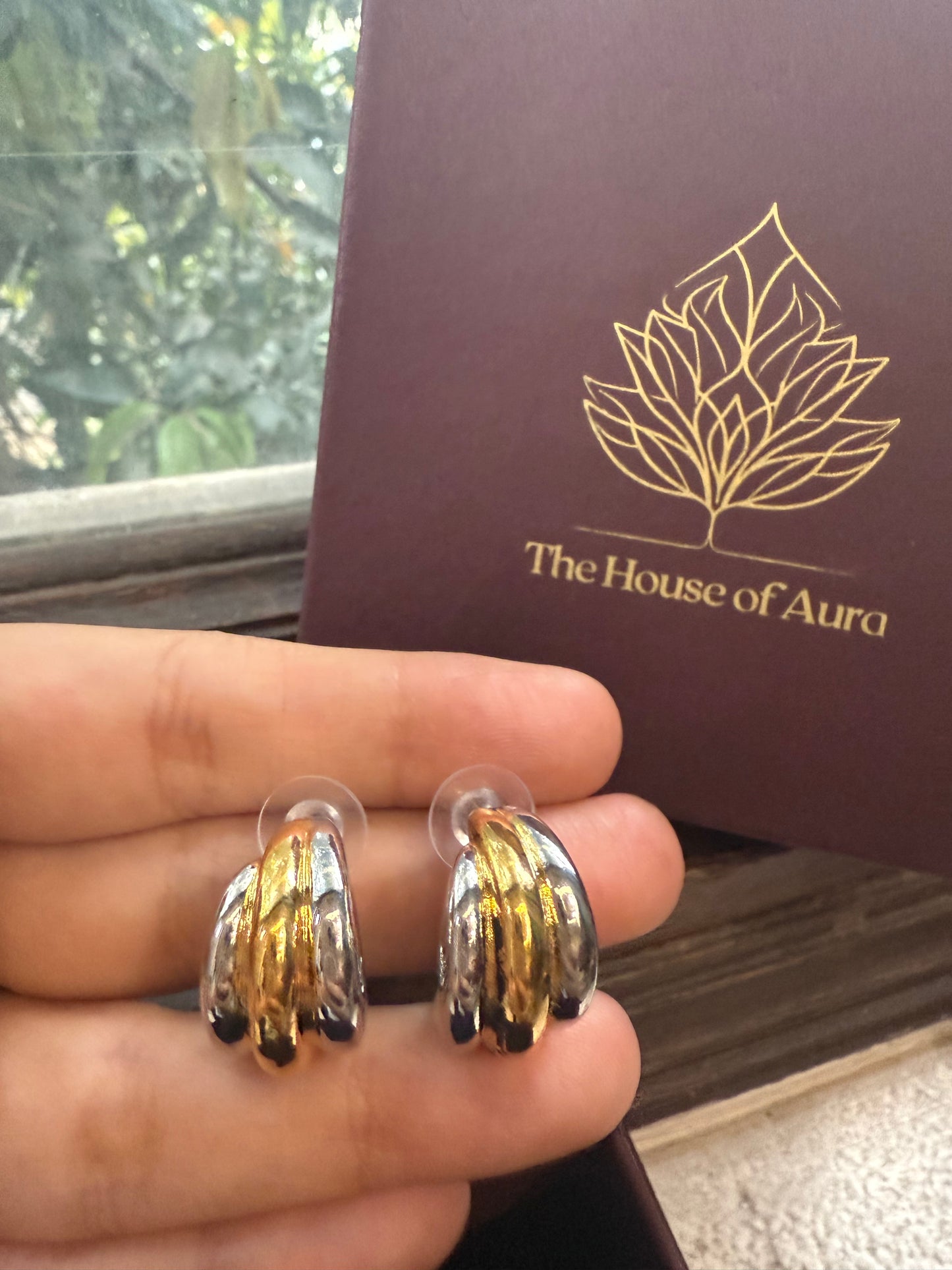Dual Tone Loop Earrings