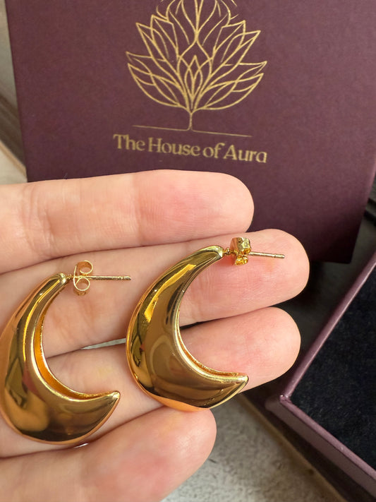 Golden Crescent Hoop Earrings
