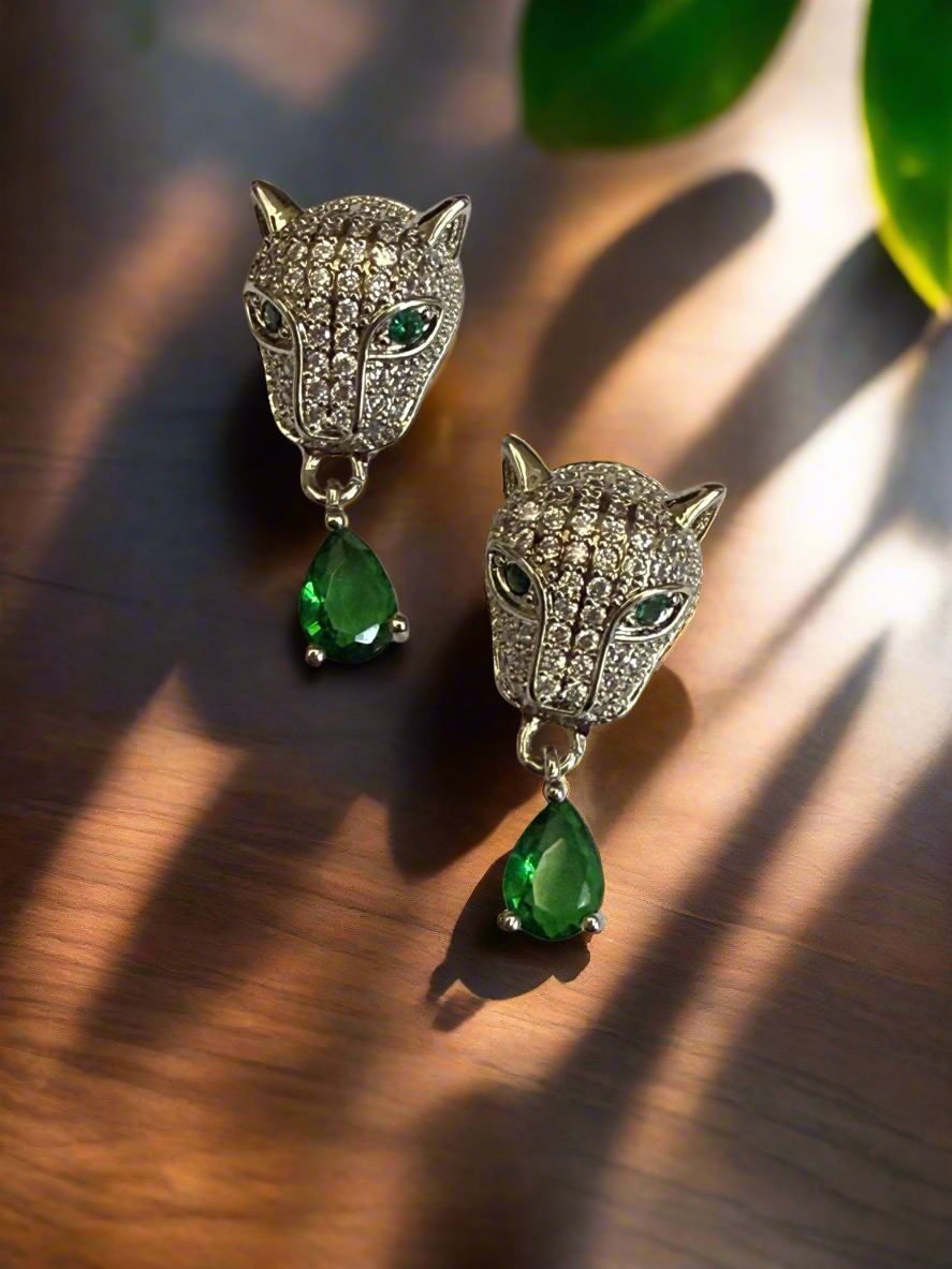 Emerald Panther Earrings