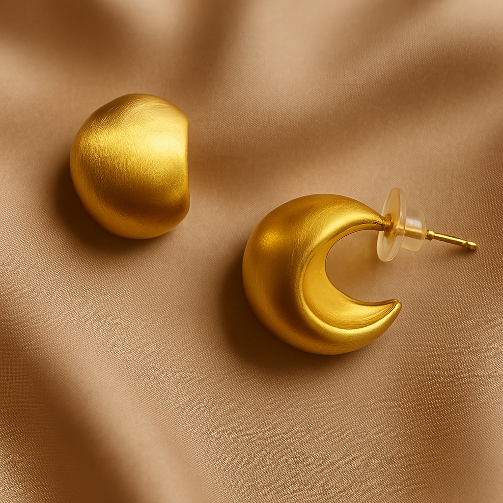 Gold Crescent Earrings