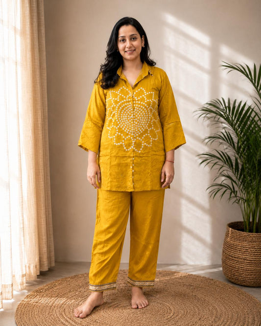 Mustard Mirrorwork Co-ord