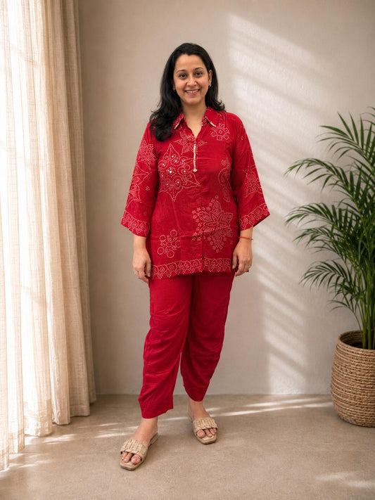 Ruby Bandhani Co-ord