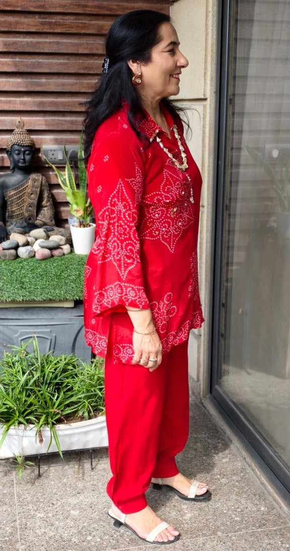 Laal Bandhani Co-ord - side view
