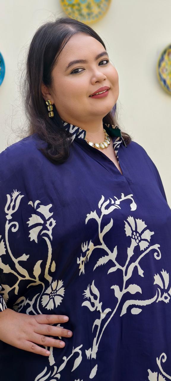 Neel Block-Print Kaftan - close-up view