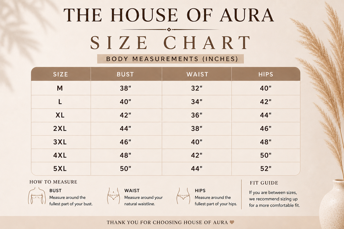 Rani Sequin Kaftan - size chart